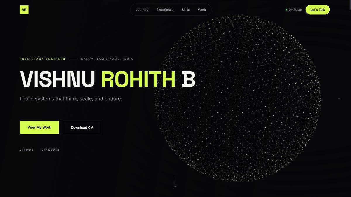 Vishnu Rohith B — Full-Stack Developer | Portfolio